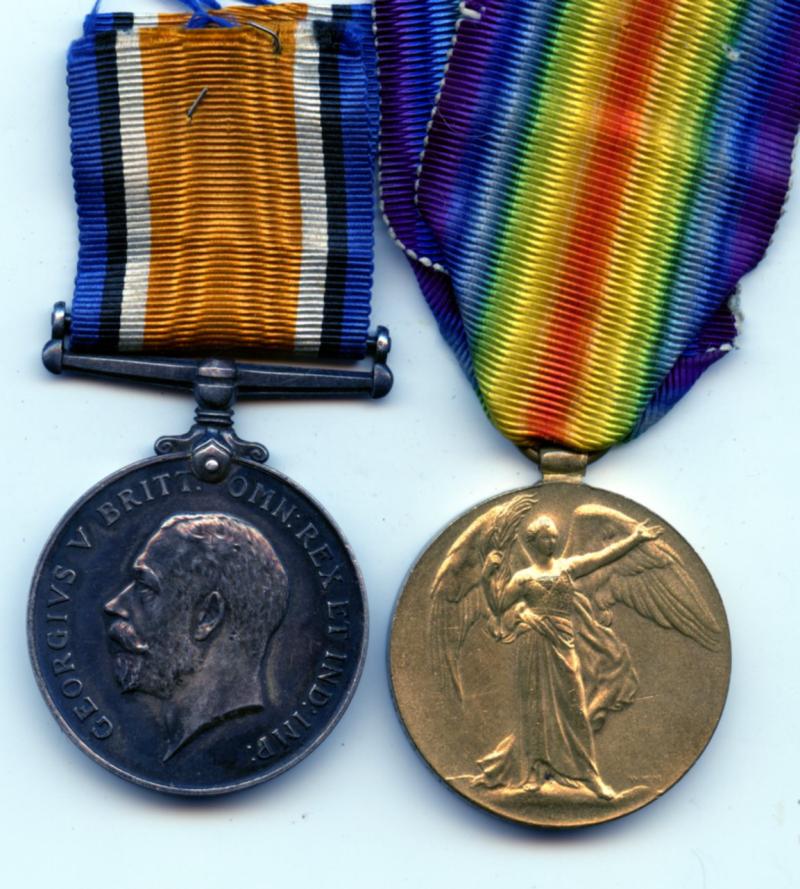 WW1 British War & Victory Medals Pair to Pte John Docherty 12th & 16th Battalions , Royal Scots
