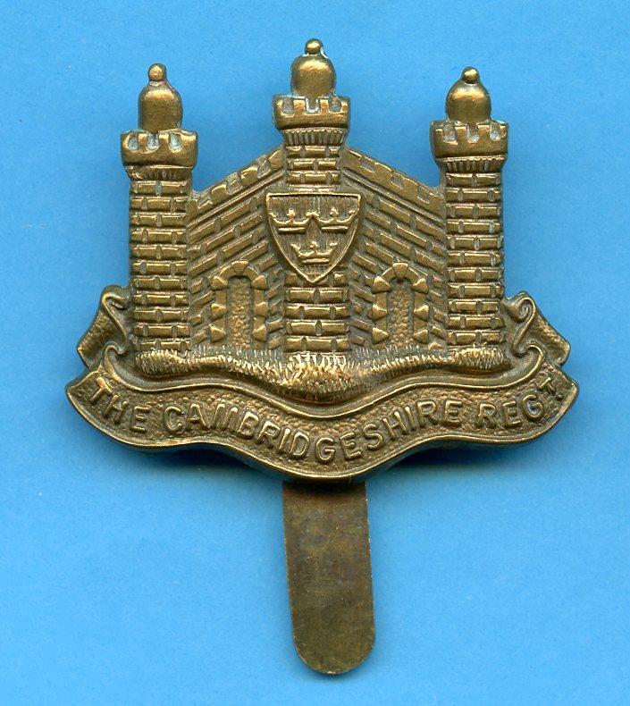 The Cambridgeshire Regiment  WW1 Brass Cap badge