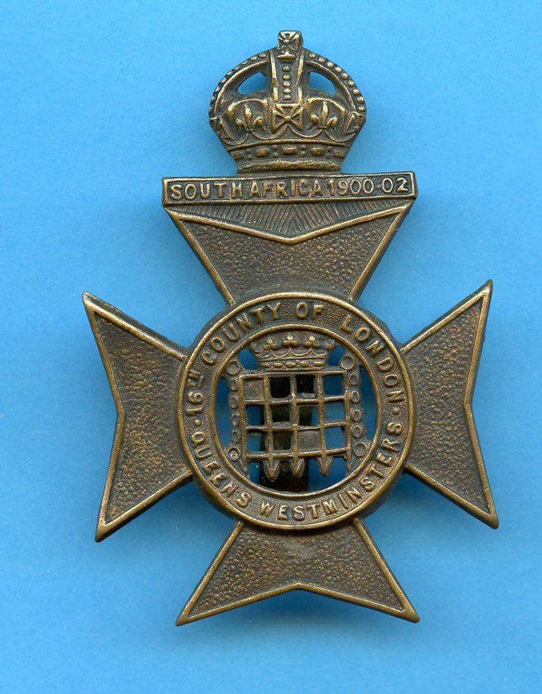 16th (County of London Battalion) Queen's Westminster Rifles WW1 Cap badge
