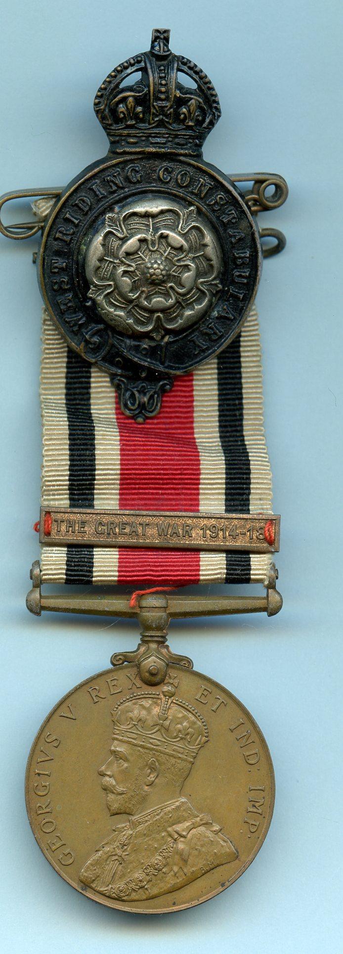 Special Constabulary Medal  Long Service Medal With  West Riding Constabulary Badge To  Herbert Ramsden