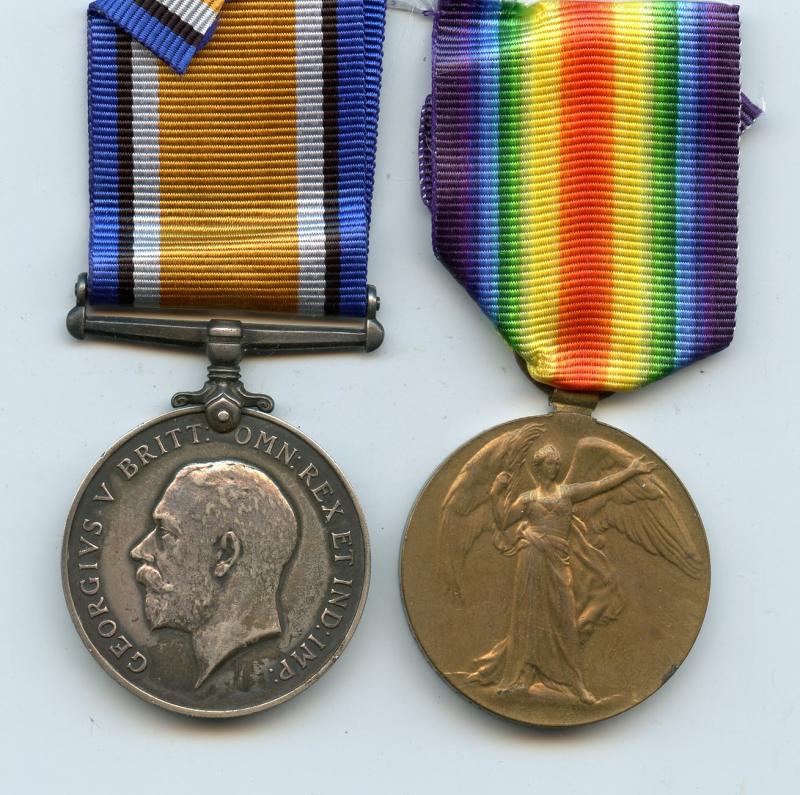 WW1 British War & Victory Medals Pair To Pte Mathew Caldwell, Army Veterinary Corps