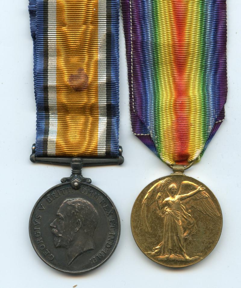 WW1 British War & Victory Medals Pair To Pte John Francis Irons, Royal Scots Fusiliers