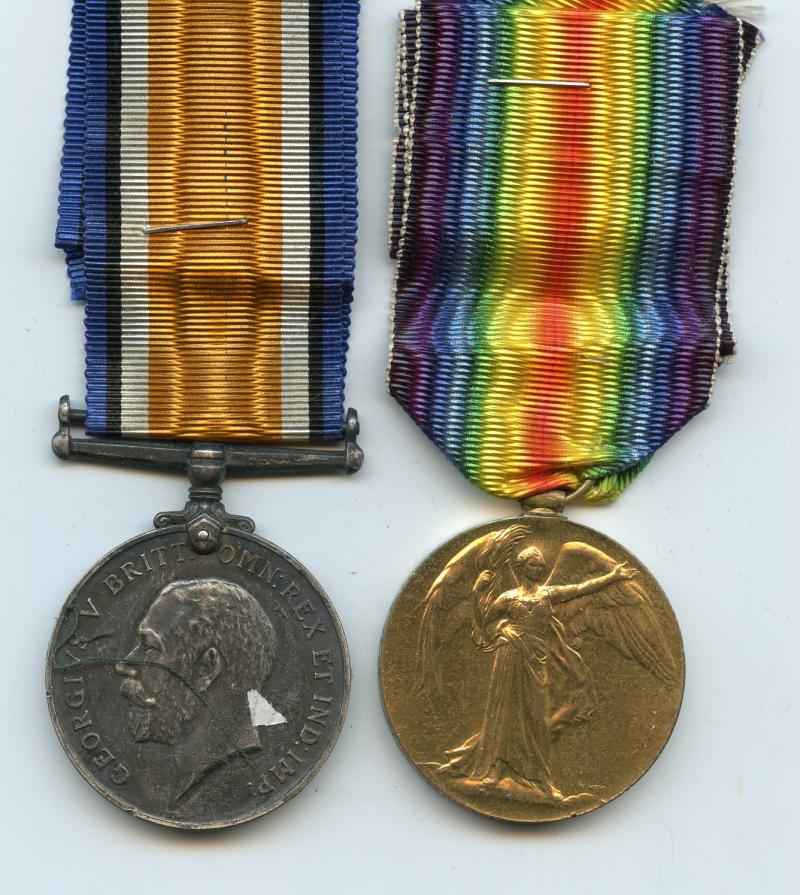 WW1 British War & Victory Medals Pair To Pte George W. Lipscomb, Northamptonshire Regiment