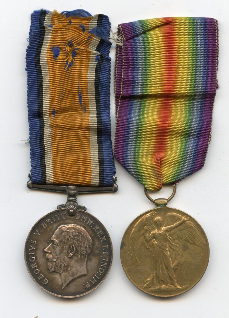 WW1 British War & Victory Medals Pair To Pte James Albert King, Machine Gun Corps