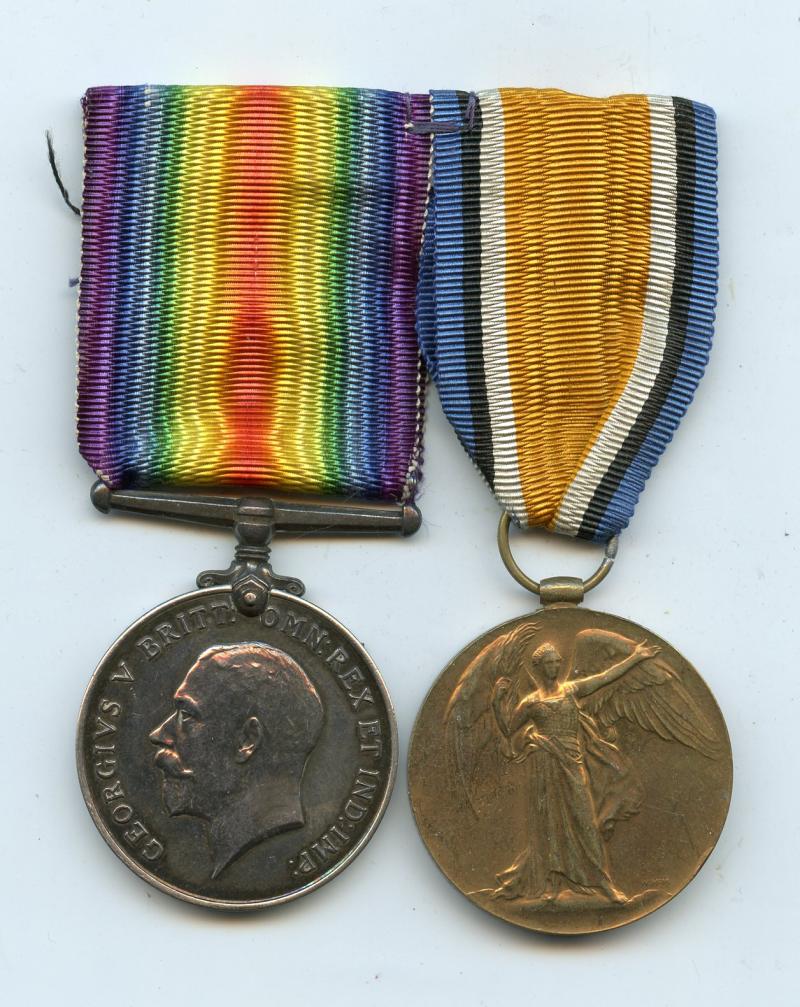WW1 British War & Victory Medals Pair To Pte George Cyril Brown, Middlesex Regiment