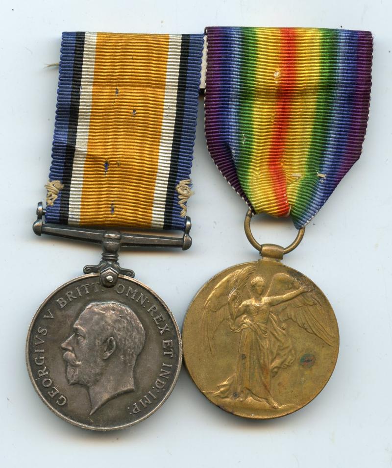 WW1 British War & Victory Medals Pair To  Pte Charles Ernest Gridley, Somerset Light Infantry