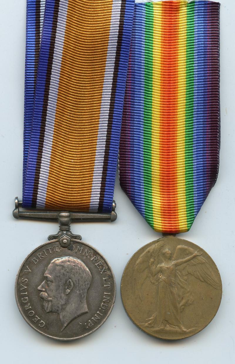 WW1 British War & Victory Medals Pair To Pte Alfred Edward Gunn, Essex Regiment