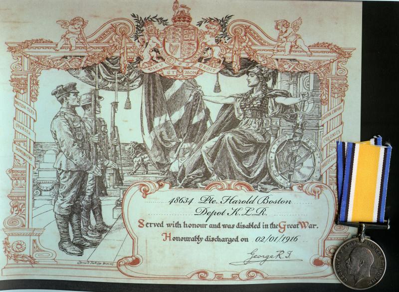 WW1 British War Medal 1914-18 To Pte Harold Boston, King's (Liverpool Regiment)