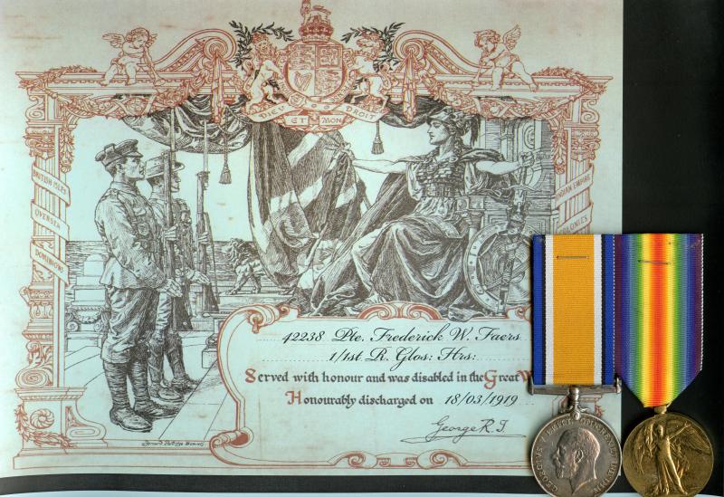 WW1 British War & Victory Medals Pair to  Pte Fred W Faers, Gloucestershire Yeomanry