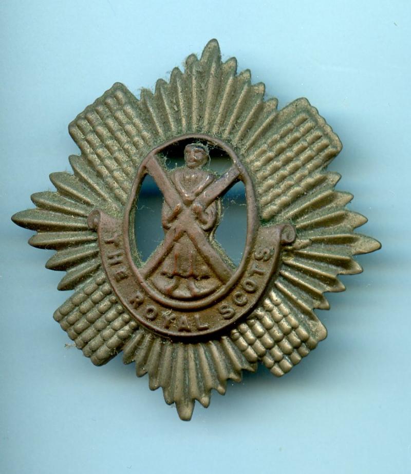 WW1 The Royal Scots Kilmarnock Bonnet & Glengarry  Bi- Metal Cap Badge