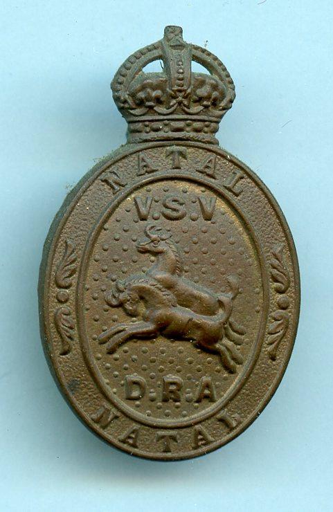 WW1 South African Natal Commandos   Kings Crown Brass Cap Badge