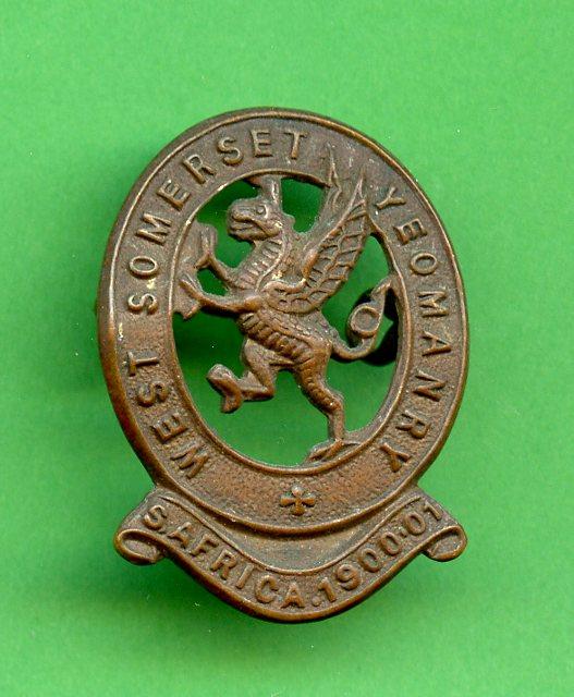 WW1 The West Somerset Yeomanry Brass  Cap Badge