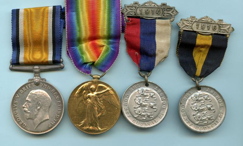 WW1 British War & Victory Medals Pair to Pte Frederick. V.  Hall, Dorset Regiment