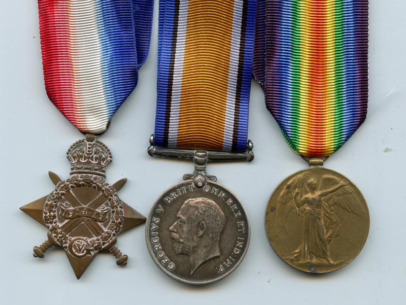 1914-15 Trio World War One Medals To Pte John Hanley 18th Pioneer Battalion Middlesex Regiment
