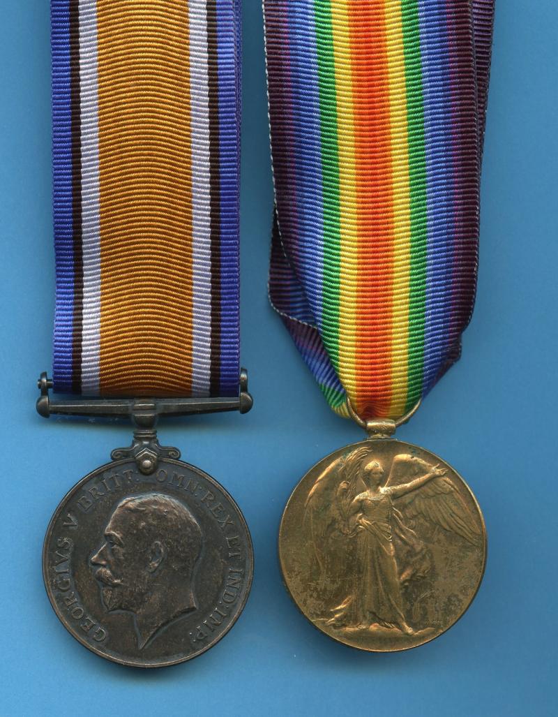 WW1 British War & Victory Medals Pair to Pte Percy Drummond, Labour Corps, & Yorkshire Regiment