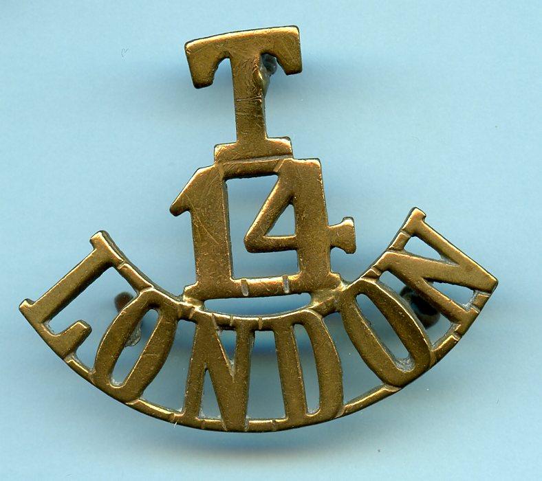 WW1 Territorial T 14 London  Scottish Regiment  Brass Shoulder Title Badge