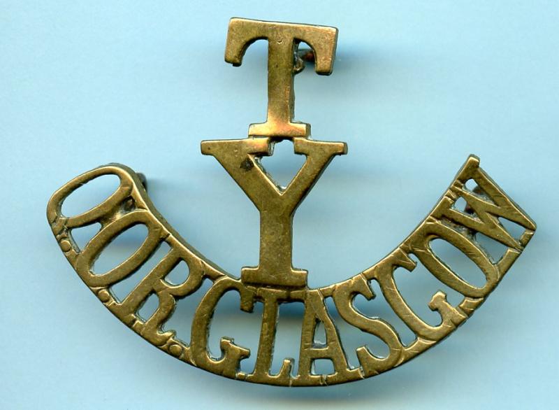 WW1  Queen's Own Royal Glasgow Territorial Yeomanry (T/Y QOR Glasgow )  Brass Shoulder Title Badge