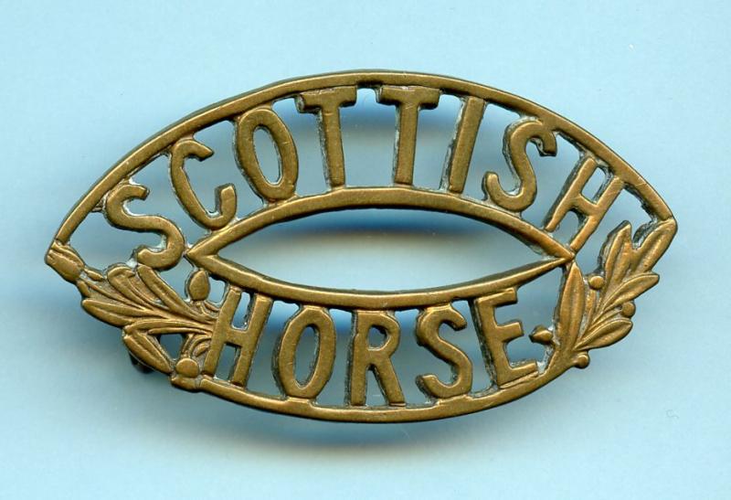 WW1 Scottish Horse  Brass Shoulder Title Badge