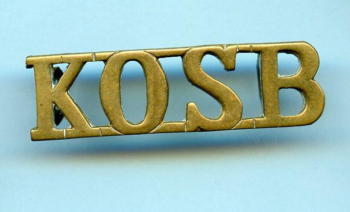 Kings Own Scottish Borderers KOSB Brass Shoulder Title Badge