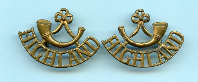 WW1 Pair of Brass Highland Light Infantry  Shoulder Title Badges