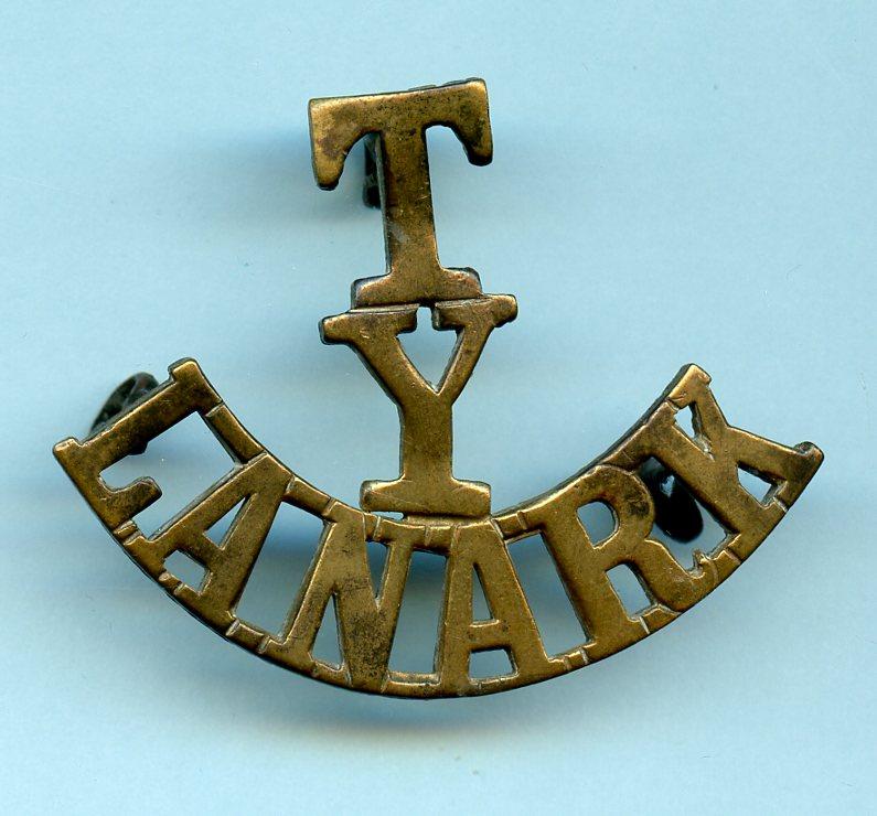 WW1 Lanarkshire  Territorial Yeomanry (T/Y Lanark )  Brass Shoulder Title Badge