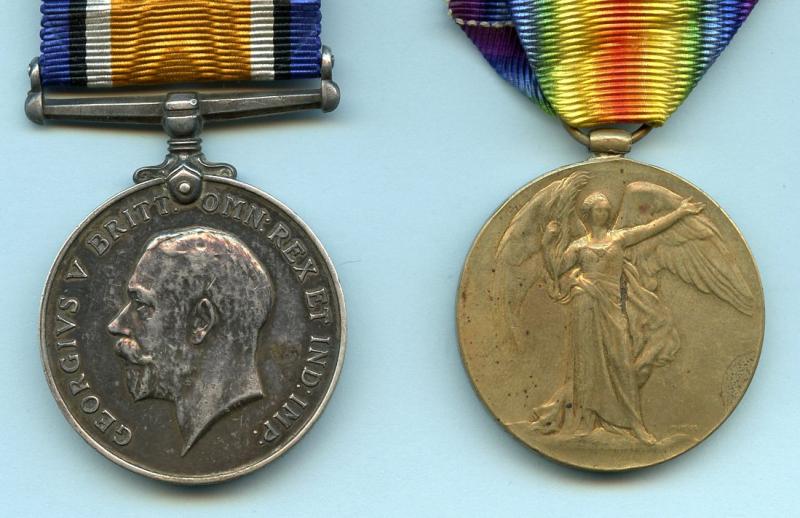 WW1 British War & Victory Medals Pair to Pte Thomas Hainins, Loyal North Lancashire Regiment