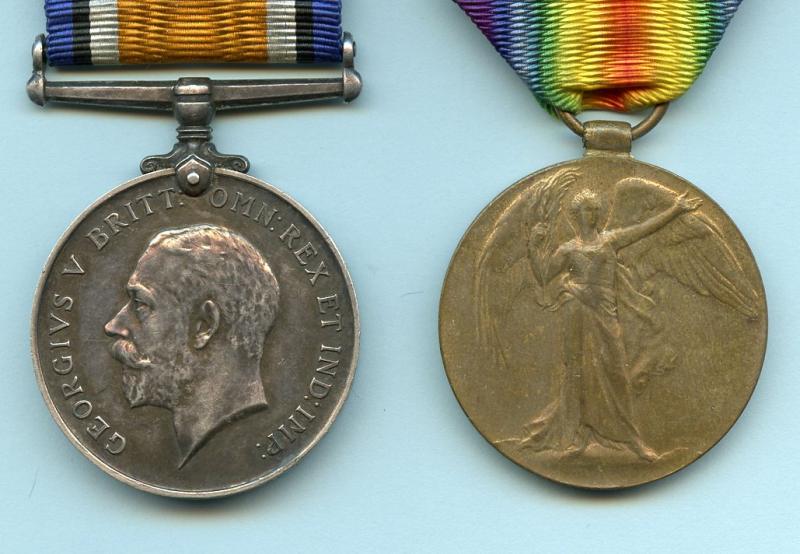 WW1 British War & Victory Medals Pair to Pte Alfred Hilton Hawes, Army Service Corps ( From Downham Market Norfolk)