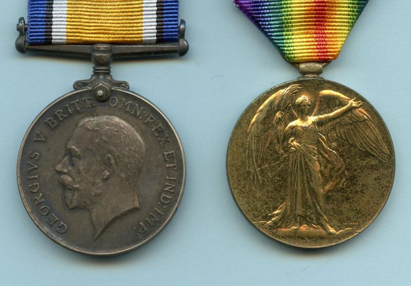 WW1 British War & Victory Medals Pair to  Pte John Hill 9th Bn Kings Royal Rifle Corps (Prisoner of War)