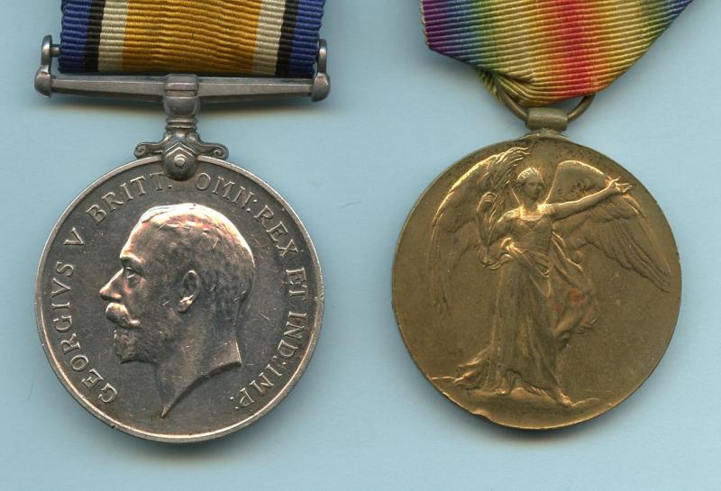 WW1 British War & Victory Medals Pair to Pte William Park, Hampshire Regiment