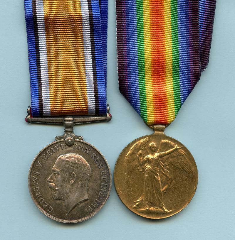 WW1 British War & Victory Medals Pair To Pte Peter Ballantyne  , Machine Gun Corps