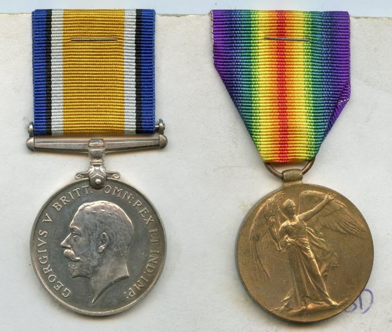 WW1 British War & Victory Medals Pair to Pte Harry William George, Middlesex Regiment