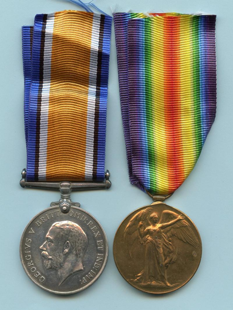 WW1 British War & Victory Medals Pair to Pte William T Green, Queen's (Royal West Surrey Regiment)