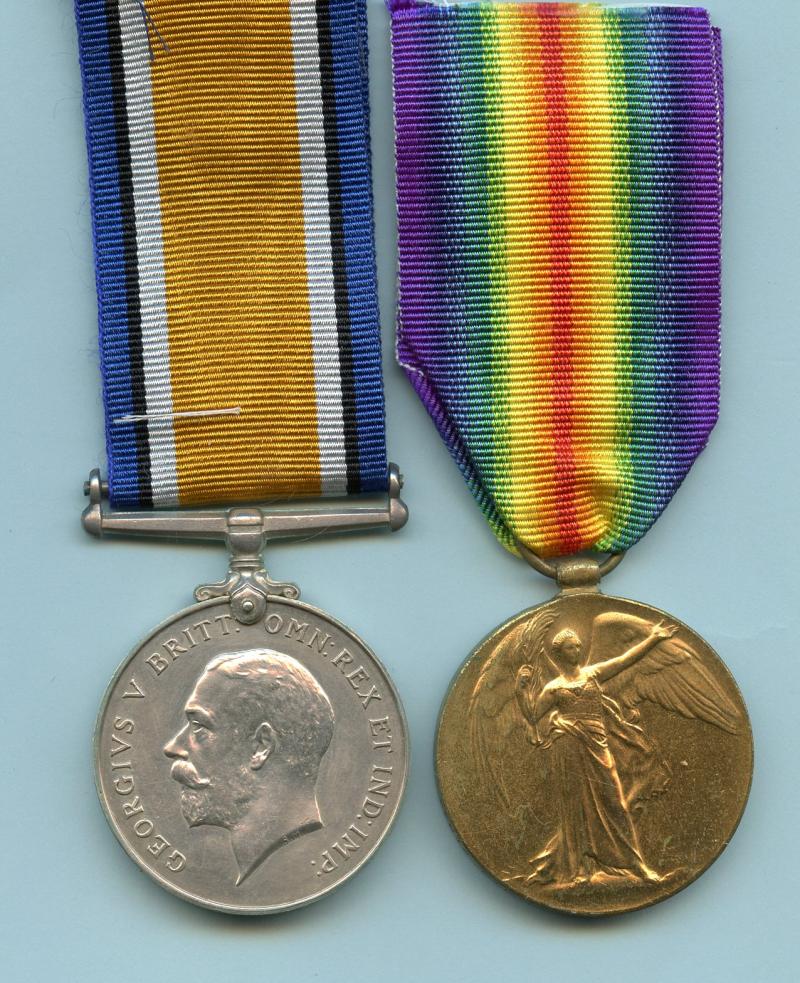 WW1 British War & Victory Medals Pair to Pte Harold Kerridge, East Yorkshire Regiment