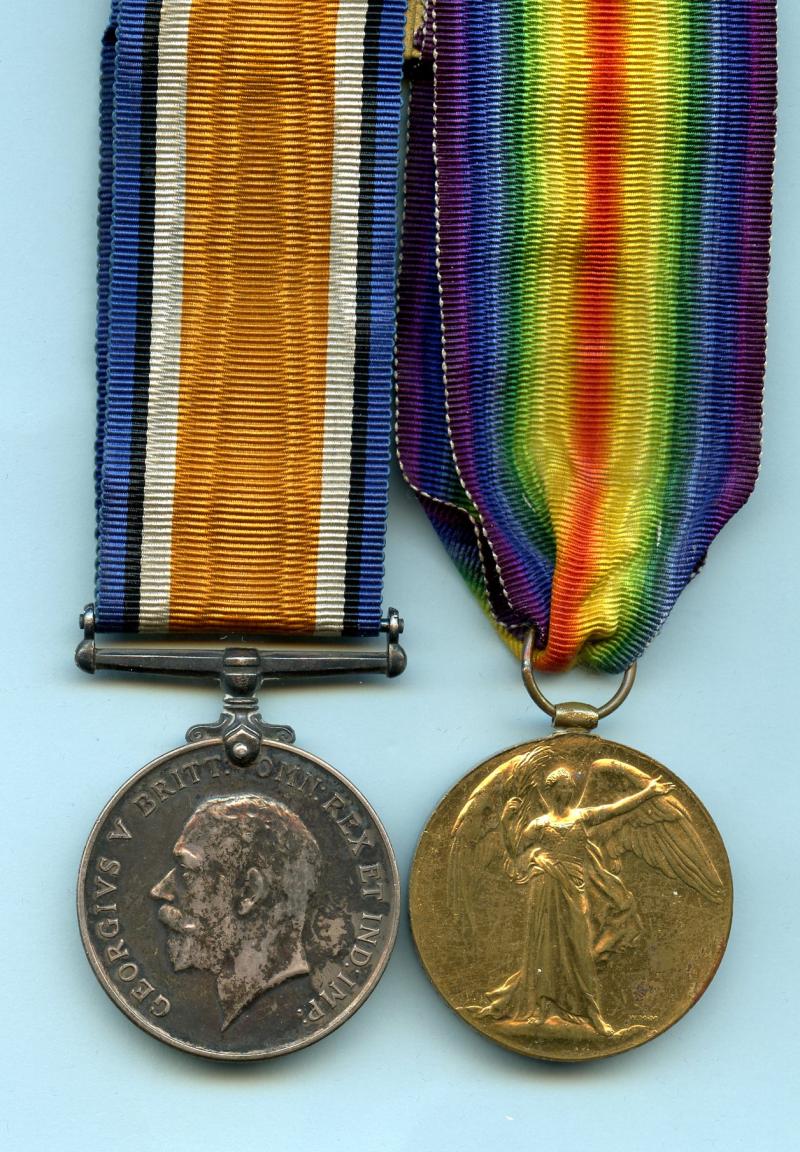 WW1 British War & Victory Medals Pair to Pte Albert C Lanfear, Army Service Corps