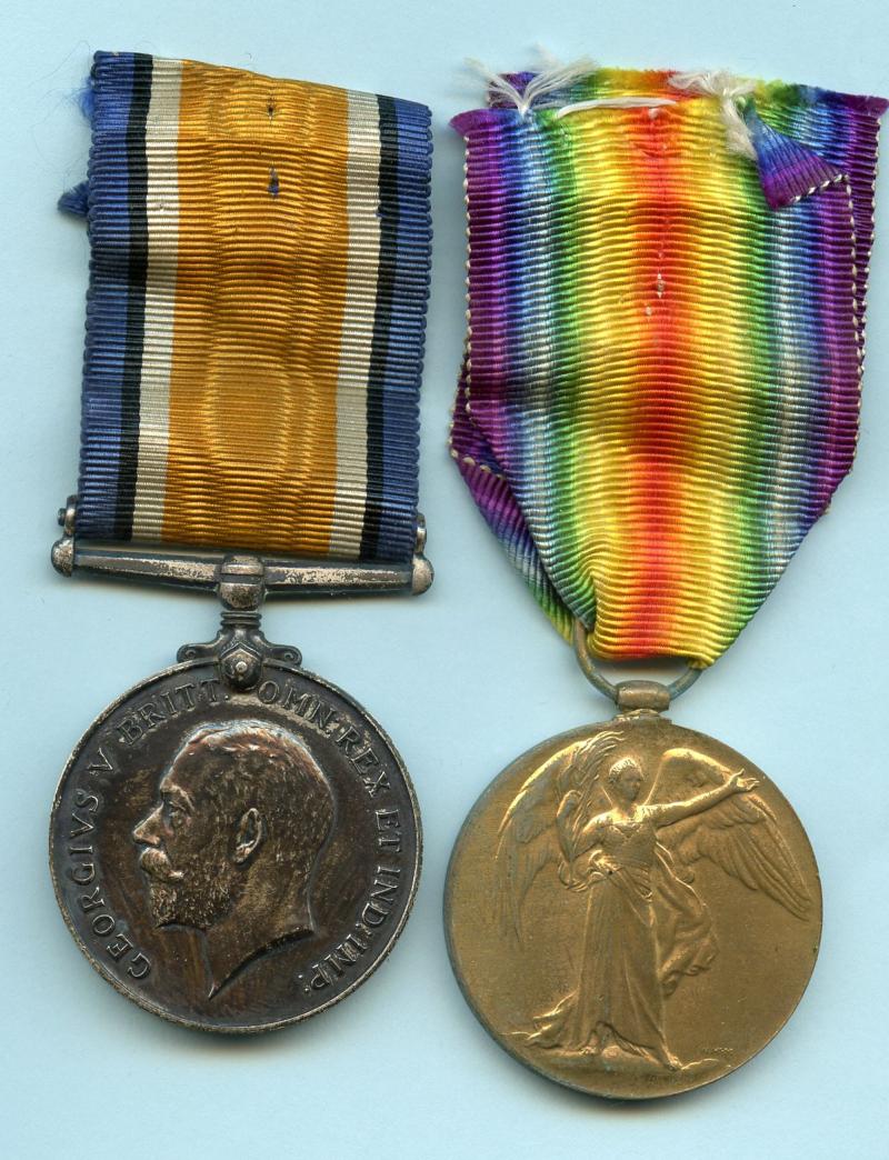 WW1 British War & Victory Medals Pair to Pte John William Hardy, Royal West Kent Regiment