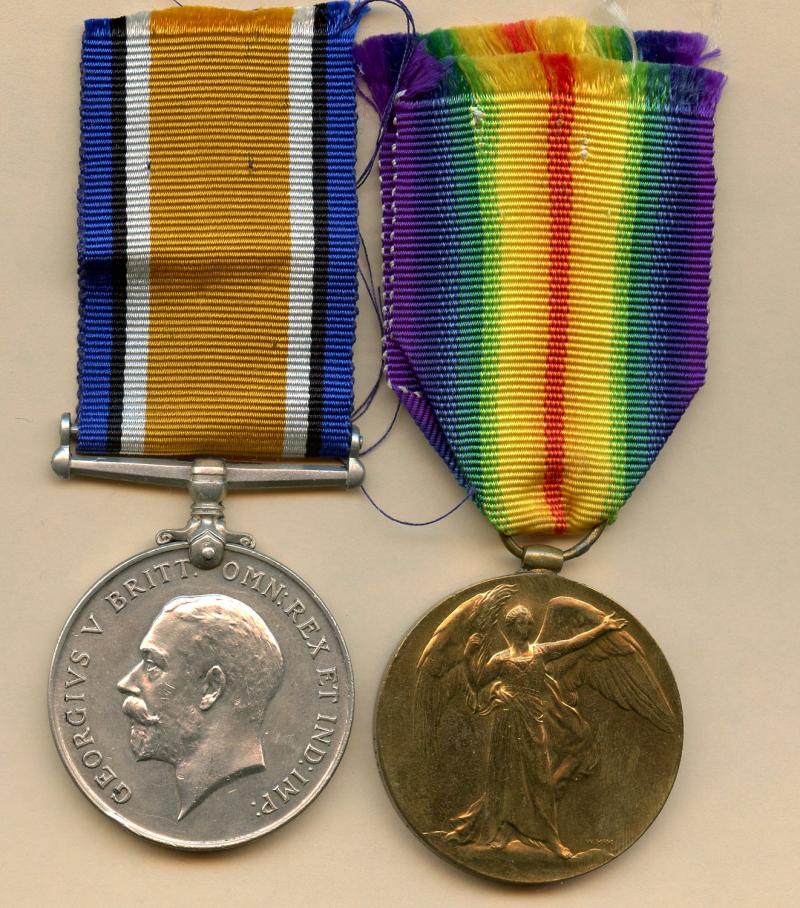 WW1 British War & Victory Medals Pair to Pte Owen Davies,The Queen's (Royal West Surrey Regiment)