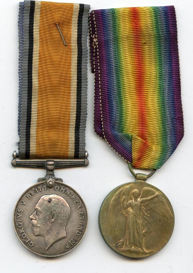 WW1 British War & Victory Medals Pair to Pte Ernest E Watts, The Queen's (Royal West Surrey Regiment)