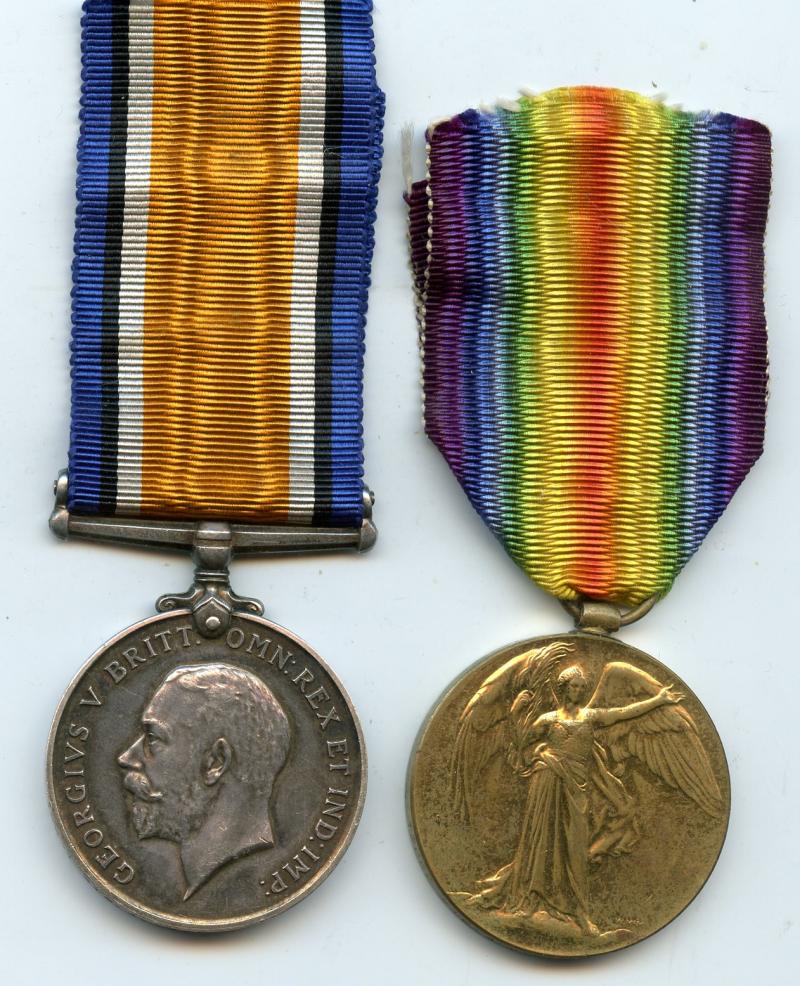 WW1 British War & Victory Medals Pair to Pte Arthur Miller, King's Own (Royal Lancaster Regiment)