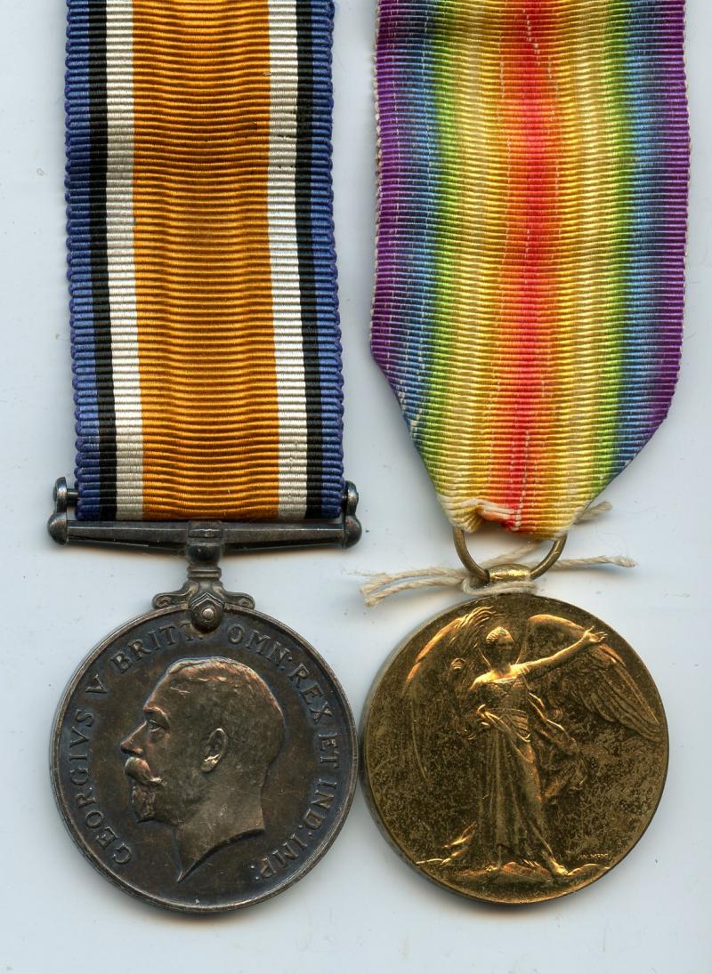 WW1 British War & Victory Medals Pair to Pte George Edward  Gardener,  2nd Bn Northamptonshire Regiment