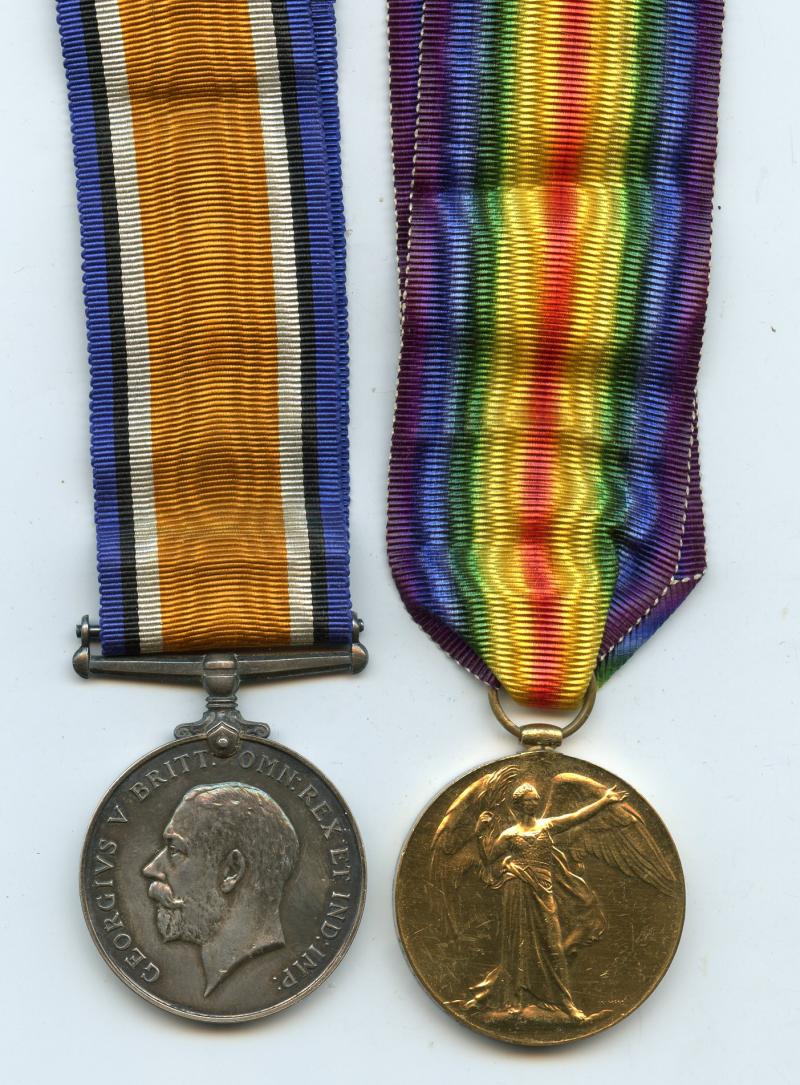 WW1 British War & Victory Medals Pair to Pte  Charles F Radmore, Machine Gun Corps