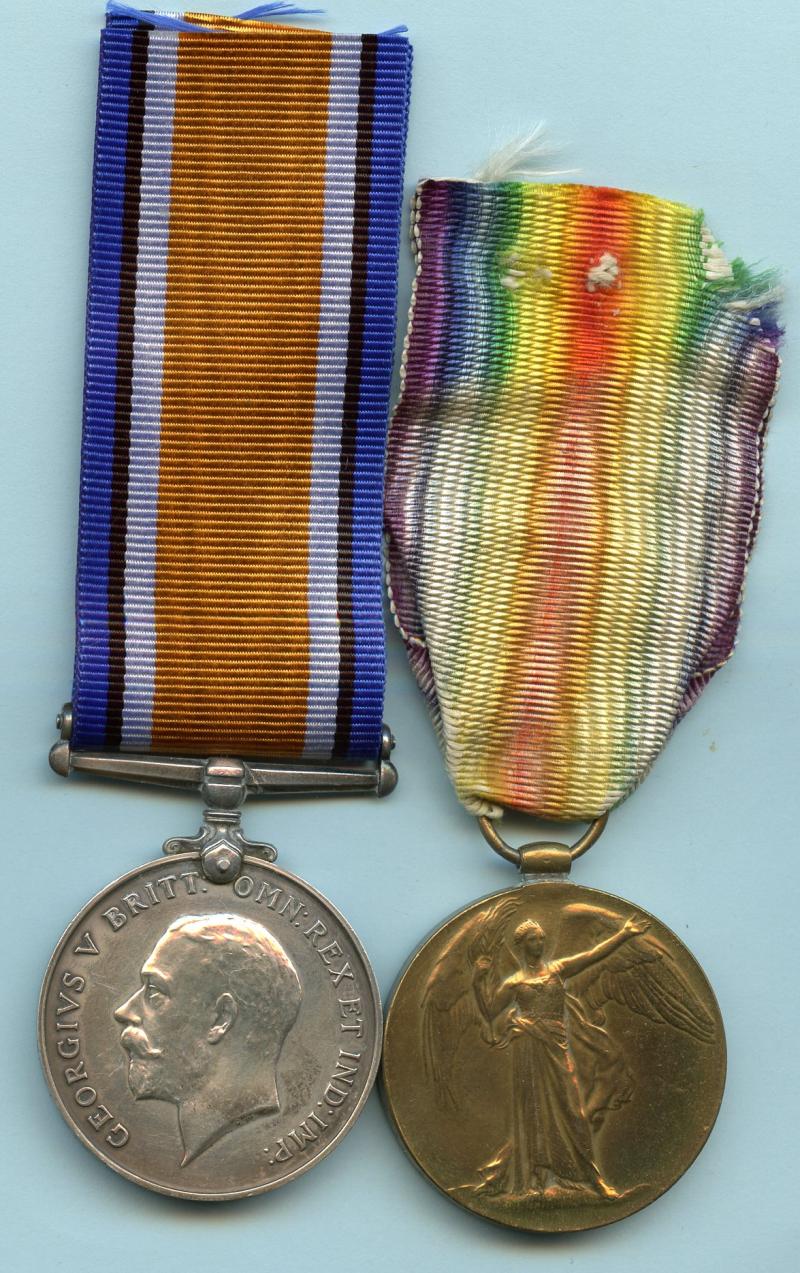 WW1 British War & Victory Medals Pair to  Pte Charles Woodhams Durham Light Infantry