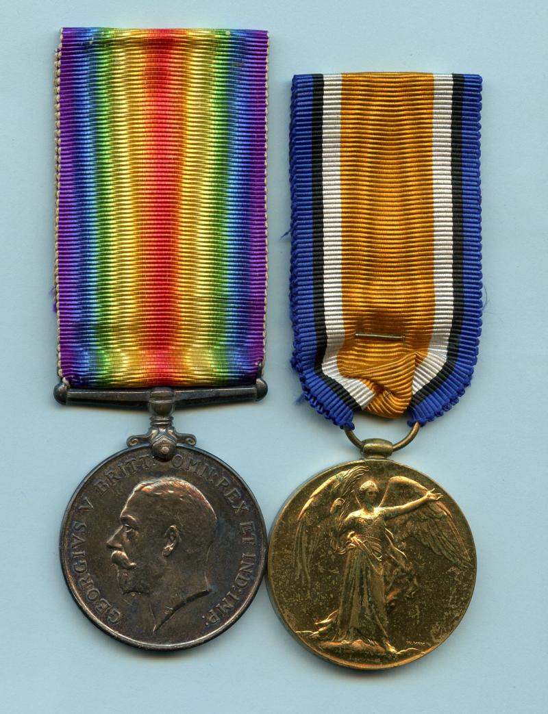 WW1 British War & Victory Medals Pair to Gunner Samuel  Arthur  Mewes, Royal Artillery