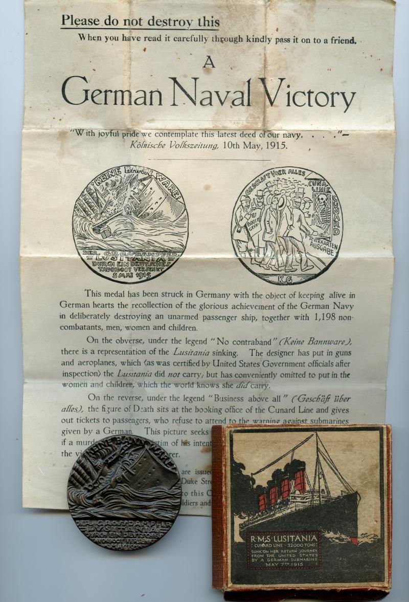 Lusitania Medal  in Box with original  letter