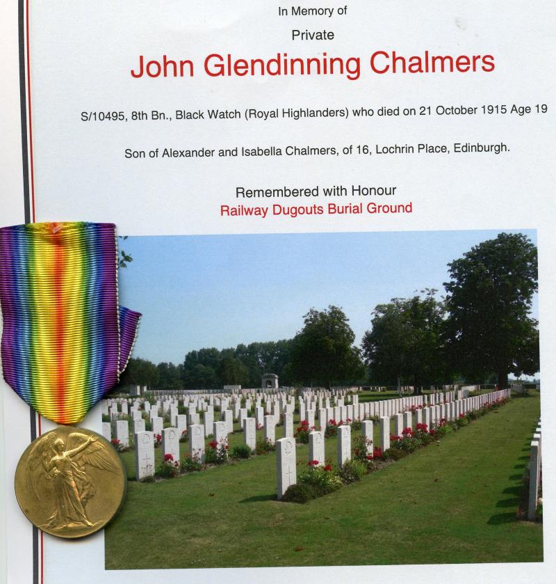 WW1 Victory Medal 1914-1919 To Pte John  Glendinning Chalmers