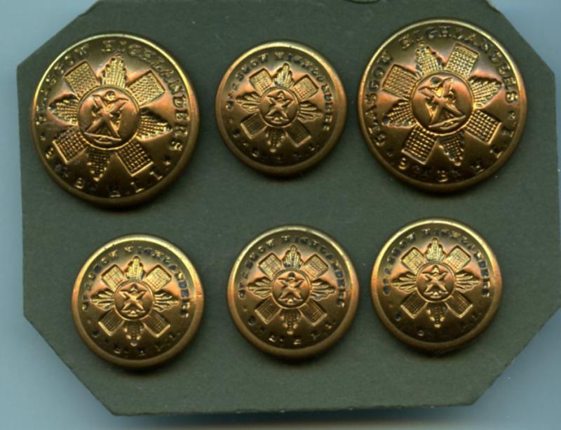 WW1 9th Battalion Highland Light Infantry HLI Glasgow Highlanders Brass Buttons