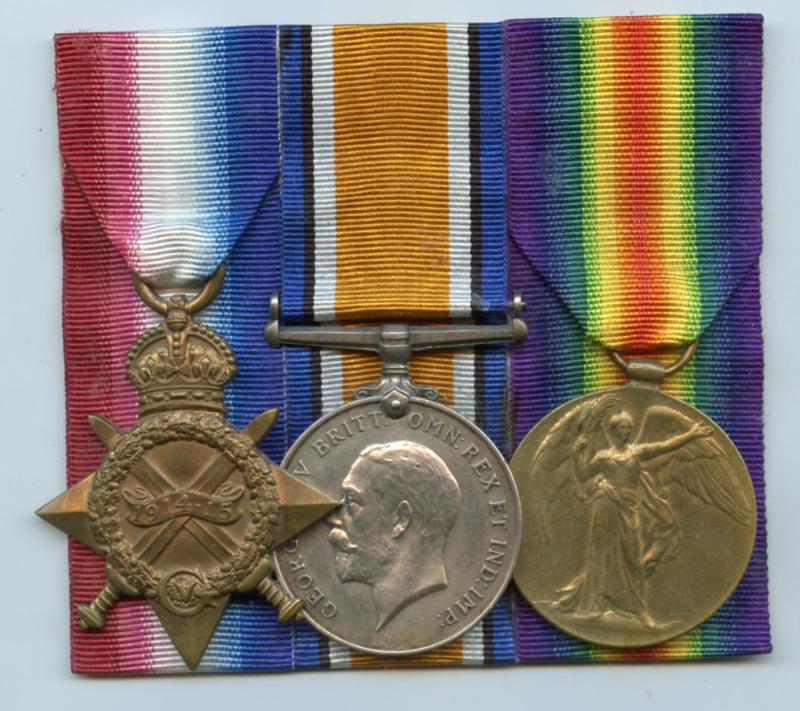 WW1 1914-15 Trio World War One Medals To Pte John Ward, The 10th (Service) Battalion Cameronians (Scottish Rifles)