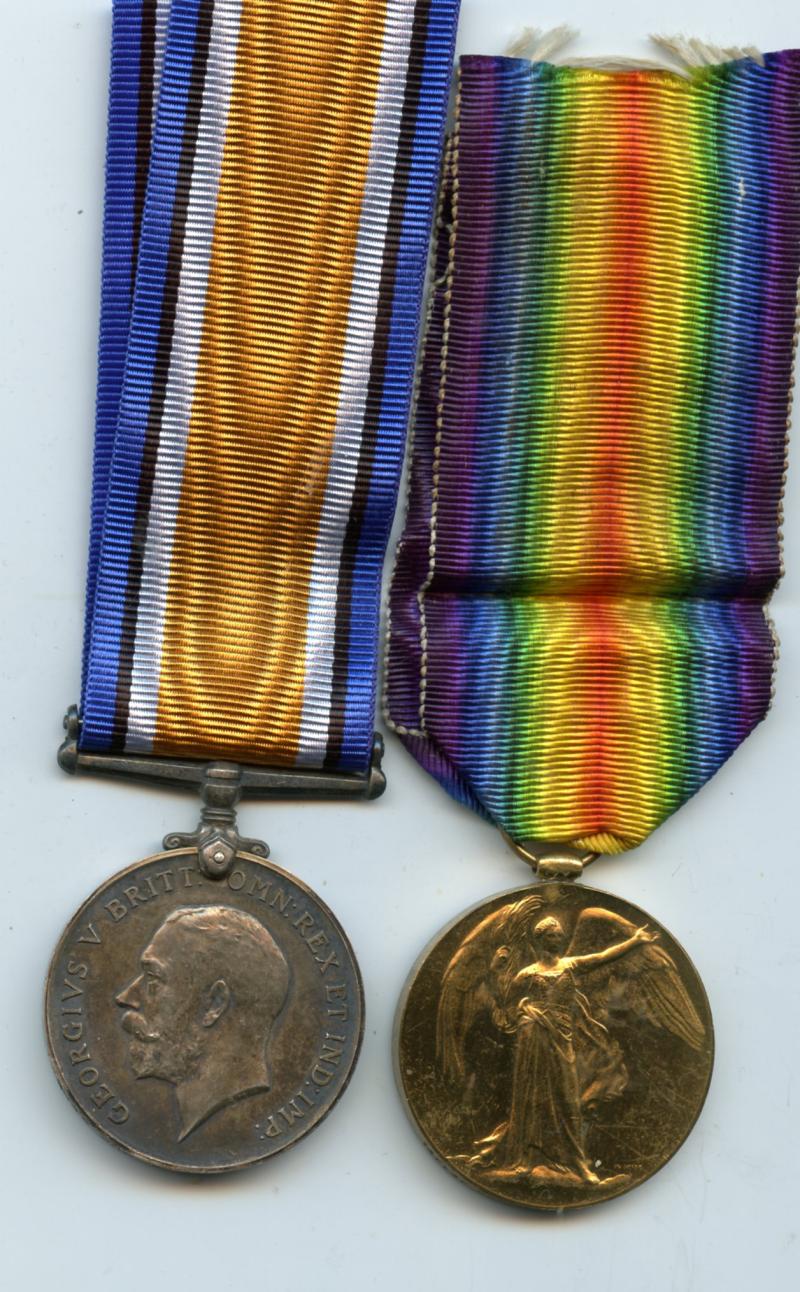 WW1 British War & Victory Medals Pair to Gunner William Hutchison , Royal Artillery