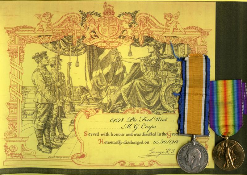 WW1 British War & Victory Medals Pair to Pte Fred West, Machine Gun Corps