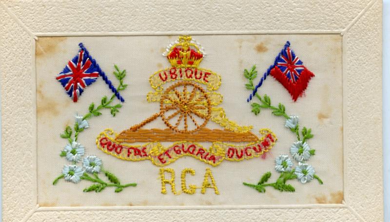 WW1 Royal Garrison Artillery Embroidered Postcard