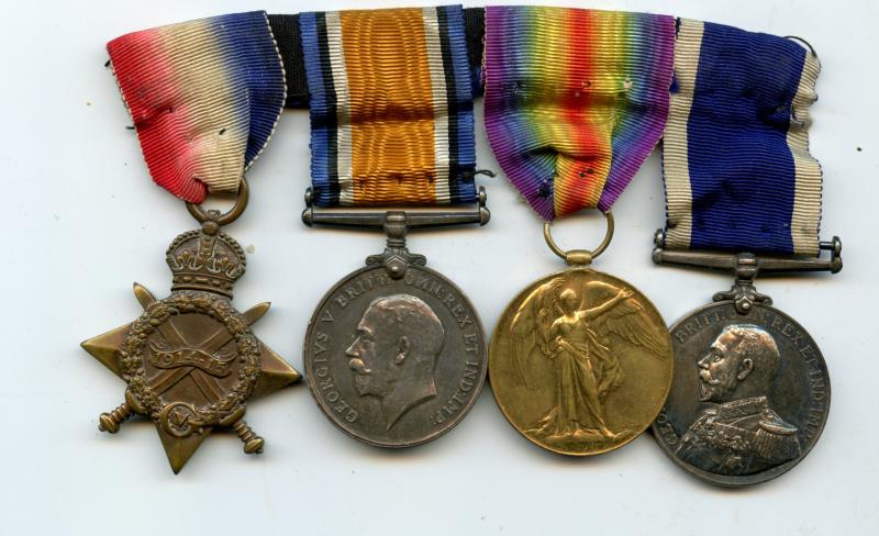 WW1 Trio & Navy Long Service Medal Group To Mechanic  John George Shanks, RN HMS Shannon